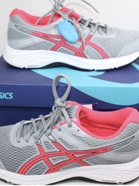 NIB Women's ASICS Gel-Contend 6 Sheet Rock / Diva Pink Running Shoes 8.5 WIDE